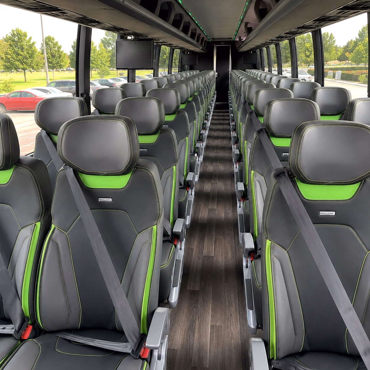 56 passenger charter bus inside